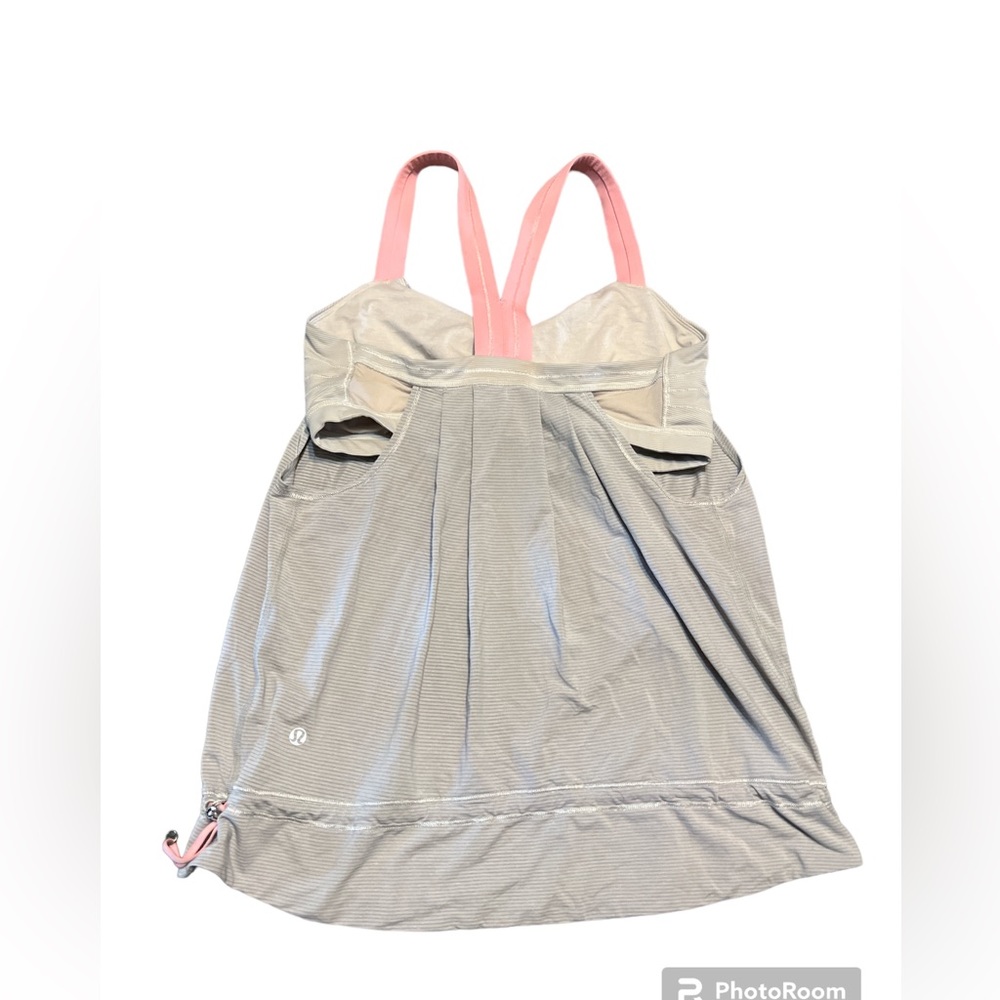 lululemon athletica Gray Tank Top with Pink Straps